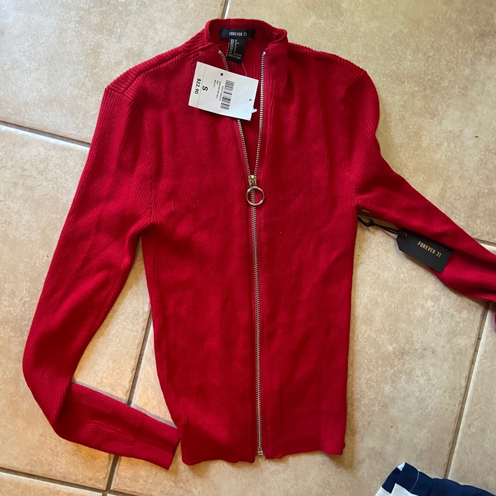 Brand new red zip up top